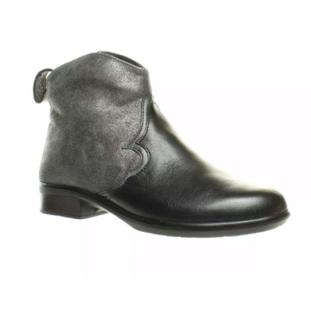 NAOT | Sirocco Black & Gray Metallic Leather Ankle Boots Booties Women’s Size 41